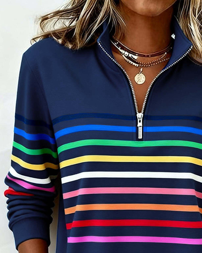 Kelsey - Colorful Striped Pullover Sweatshirt