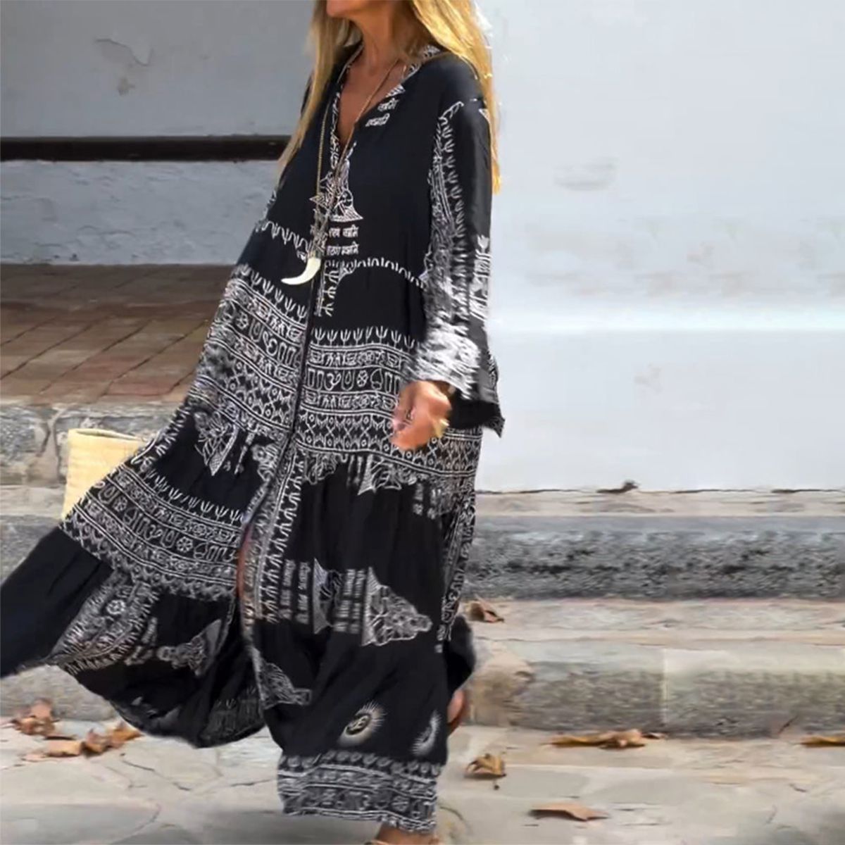 Emy | Trendy V-Neck Bell Sleeve Dress