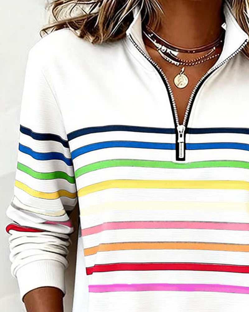 Kelsey - Colorful Striped Pullover Sweatshirt