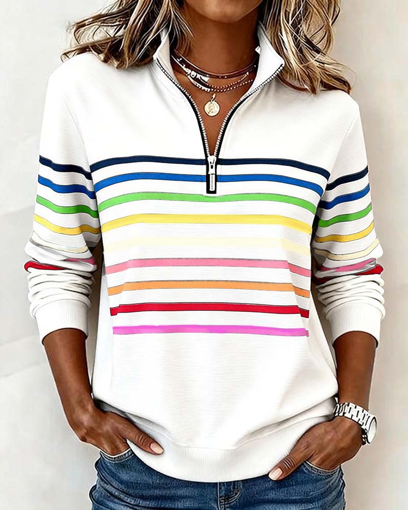 Kelsey - Colorful Striped Pullover Sweatshirt