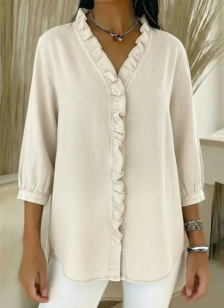 Sarah - Denim Blouse V Neck