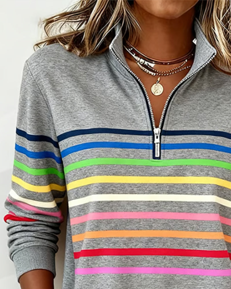 Kelsey - Colorful Striped Pullover Sweatshirt