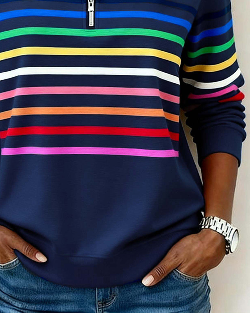 Kelsey - Colorful Striped Pullover Sweatshirt