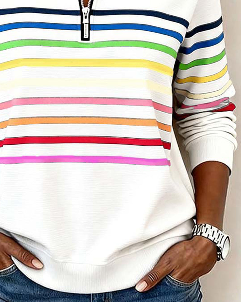 Kelsey - Colorful Striped Pullover Sweatshirt
