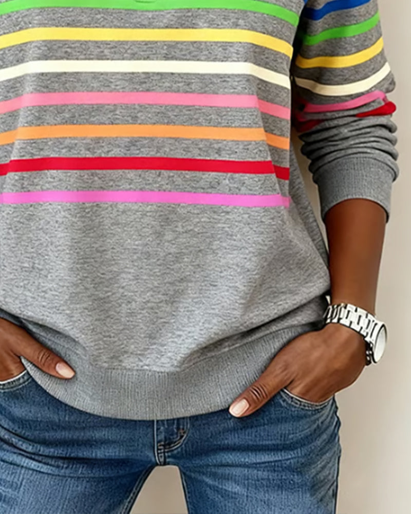 Kelsey - Colorful Striped Pullover Sweatshirt