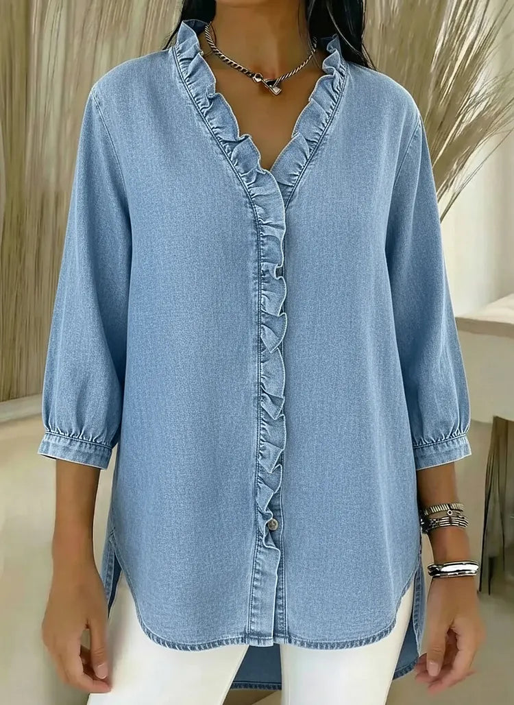 Sarah - Denim Blouse V Neck