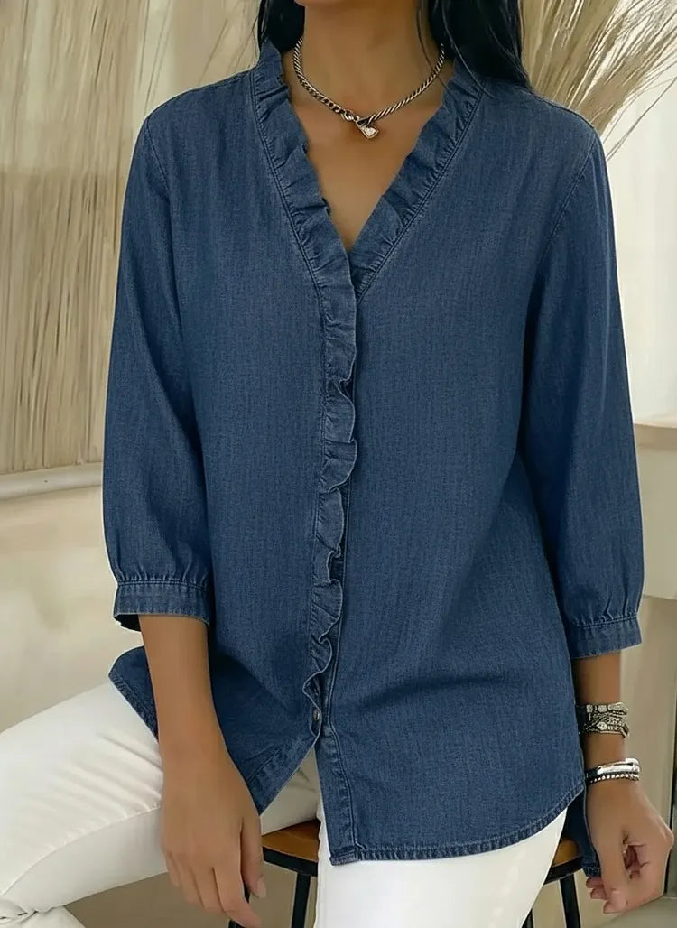 Sarah - Denim Blouse V Neck