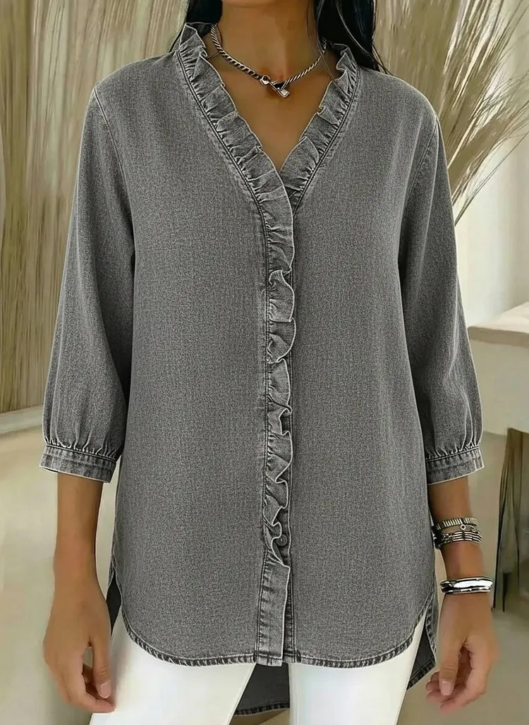 Sarah - Denim Blouse V Neck