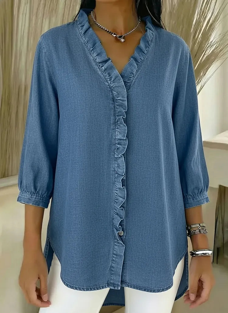 Sarah - Denim Blouse V Neck
