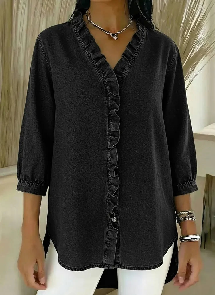 Sarah - Denim Blouse V Neck