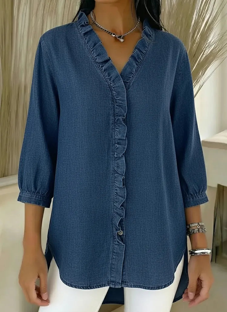 Sarah - Denim Blouse V Neck