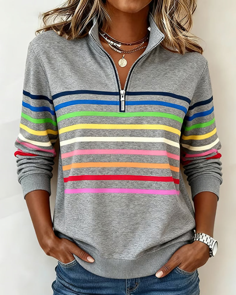 Kelsey - Colorful Striped Pullover Sweatshirt