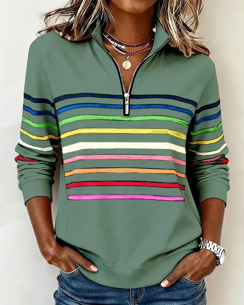 Kelsey - Colorful Striped Pullover Sweatshirt